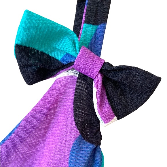 INC multicolored polka dot, wrap-around tank top blouse, medium, bow detailing - Picture 3 of 8